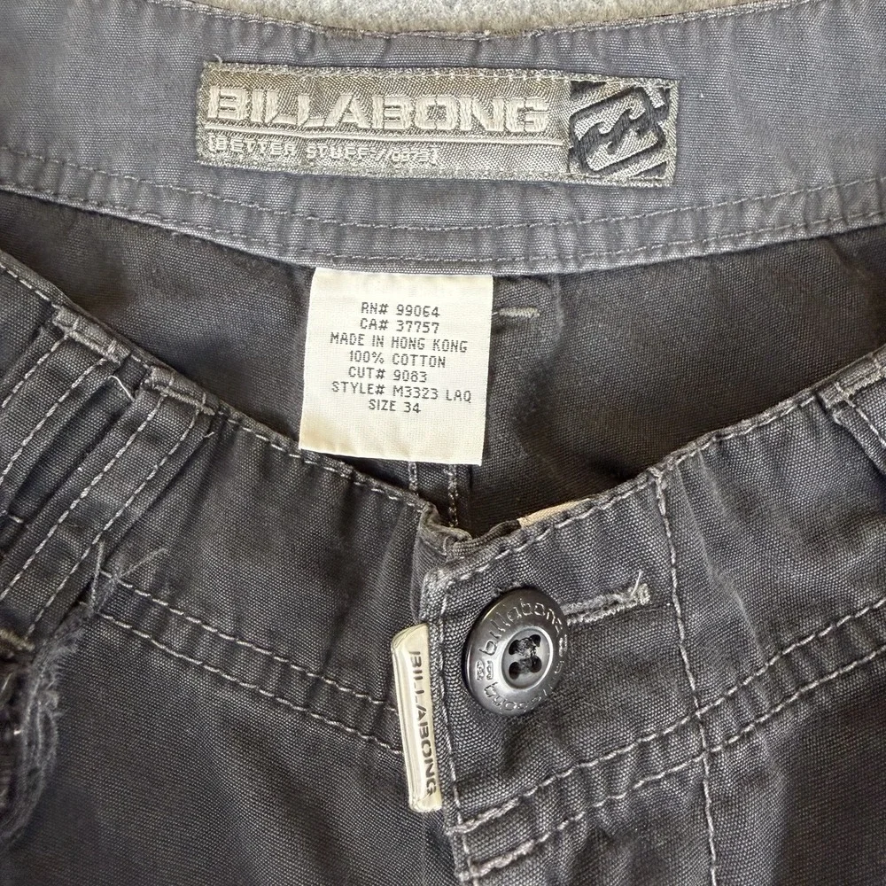 Billabong Vintage Black Cargo Pants Skate Surf Y2K Gorpcore Cotton Mens Size 34